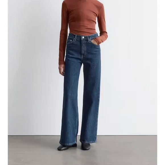 & other stories Wide Leg high waist Jeans preppy Y2K Medium Blue 29/28 A004542 - Picture 1 of 11